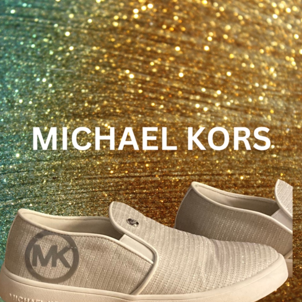 Women’s Michael Kors White Sparkly Jem Racheal Size 3 Slip On Gently Used
